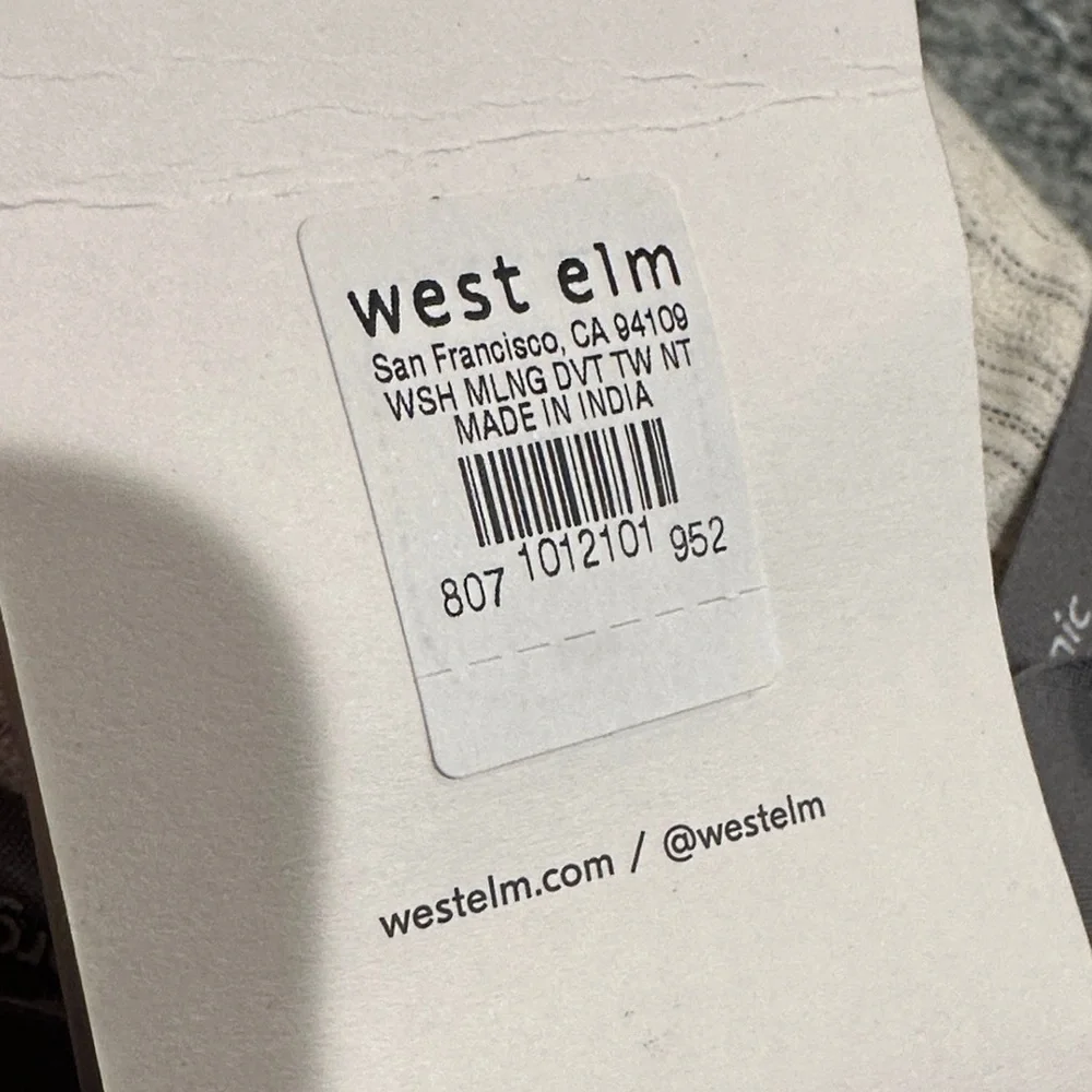 West Elm Organic Striped Duvet Cover in Cream and Gray